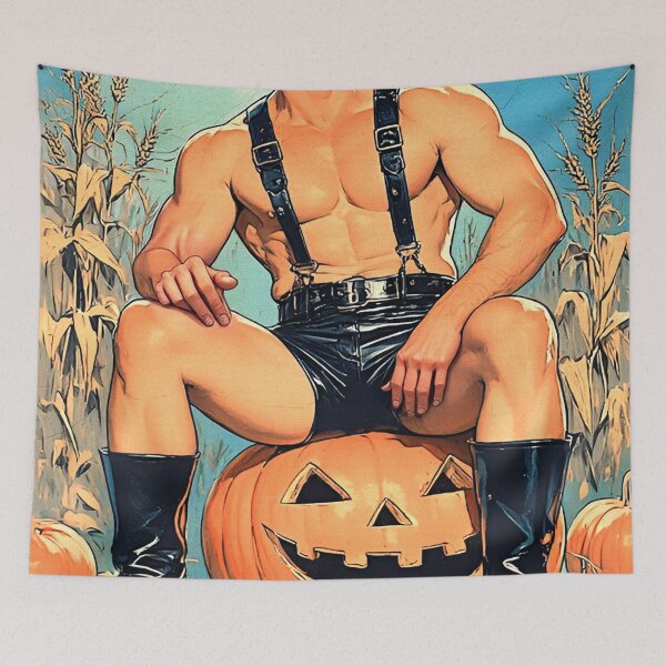 Item preview, Leather Daddy Pumpkin Pin-Up designed and sold by Hunkyismything.