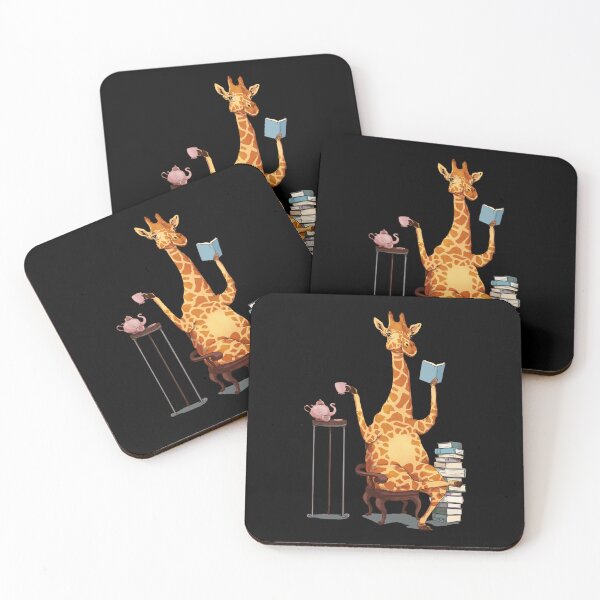 Item preview, Cute African Giraffe reading books and drinking tea   	 designed and sold by koayexeyx39.
