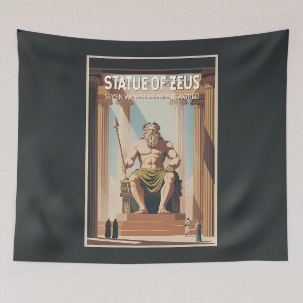 Item preview, Statue of Zeus Illustration Seven Wonders Vintage designed and sold by KrisSidDesigns.