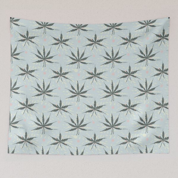 Item preview, Hemp Plant with Yellow Highlights in a Pattern - Minimalist - Vintage Retro Style designed and sold by Loving Nature Gifts.