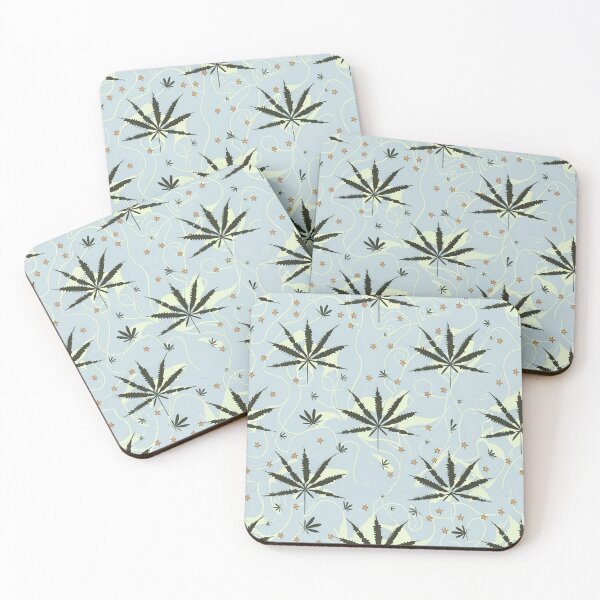Item preview, Hemp Plant with Light Green Highlights in a Pattern - Minimalist - Vintage Retro Style designed and sold by Loving Nature Gifts.