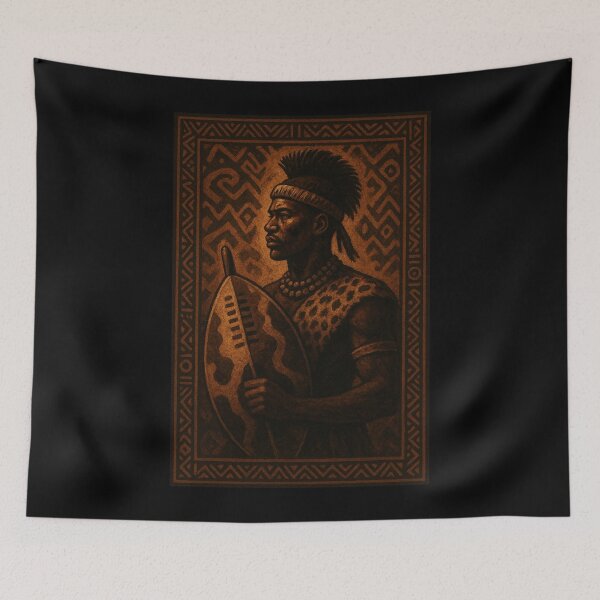Item preview, Zulu Shield - African warrior designed and sold by DamioPolArt.