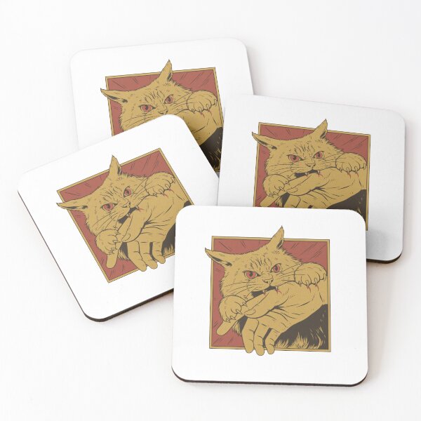Item preview, Vintage Style Cat Biting Hand | Funny and Spooky Feline Art designed and sold by Colorful-Garden.
