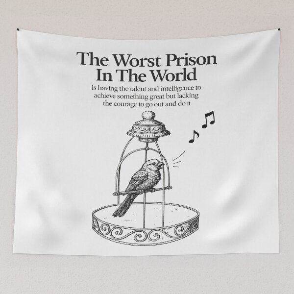 Item preview, The Worst Prison In The World – Motivational Birdcage Quote designed and sold by SuccessHunters.