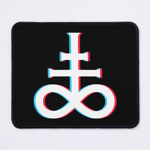 Item preview, White Leviathan Cross – 3D Glitch Satanic Occult Symbol designed and sold by HexedHibiscus.