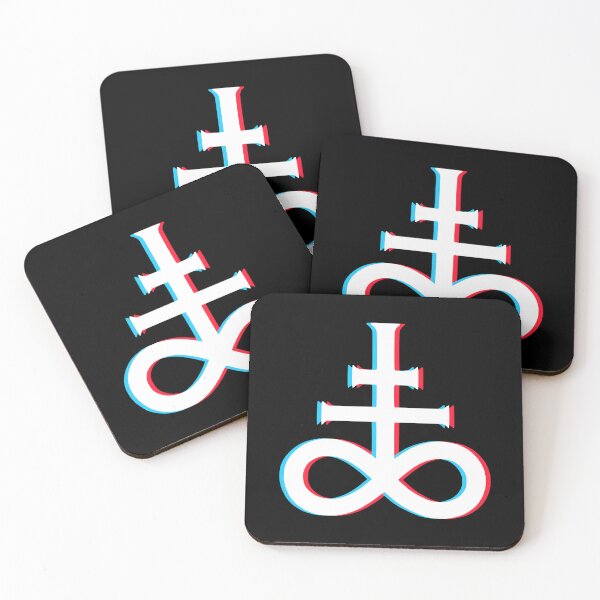Item preview, White Leviathan Cross – 3D Glitch Satanic Occult Symbol designed and sold by HexedHibiscus.