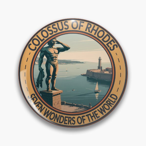 Item preview, Colossus of Rhodes Seven Wonders of the World Badge designed and sold by KrisSidDesigns.