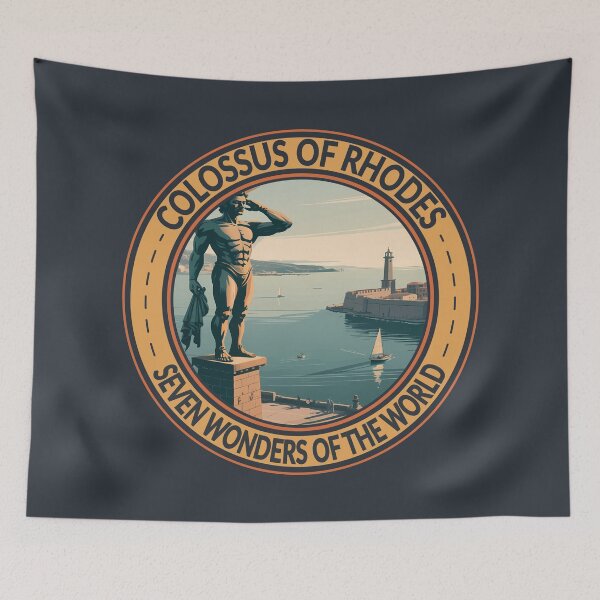 Item preview, Colossus of Rhodes Seven Wonders of the World Badge designed and sold by KrisSidDesigns.