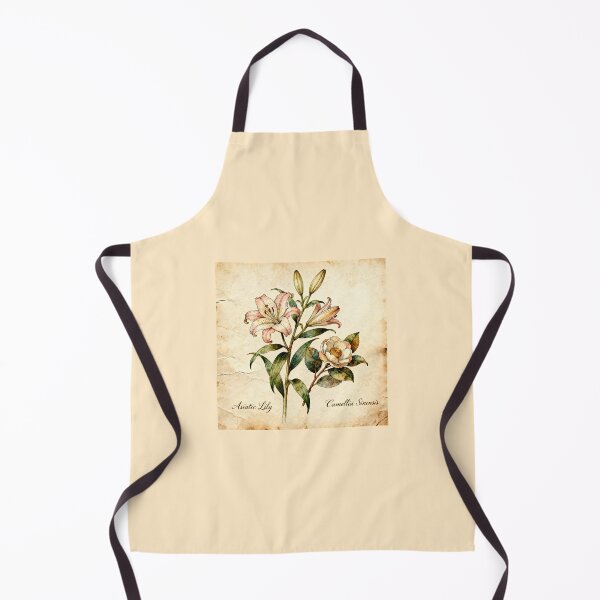 Artikelvorschau, Vintage botanische Blumenillustration - Asiatische Lilie & Camellia Sinensis entworfen und verkauft von NewAspect.