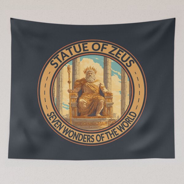 Item preview, Statue of Zeus Seven Wonders of the World Badge designed and sold by KrisSidDesigns.