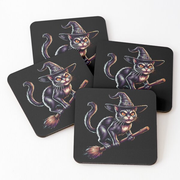 Item preview, Halloween cat on a witch's broom. designed and sold by ReneMM.