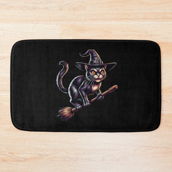 Item preview, Halloween cat on a witch's broom. designed and sold by ReneMM.