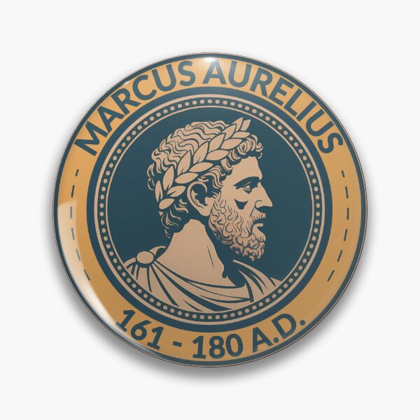 Item preview, Marcus Aurelius Roman Emperor Illustration Badge designed and sold by KrisSidDesigns.