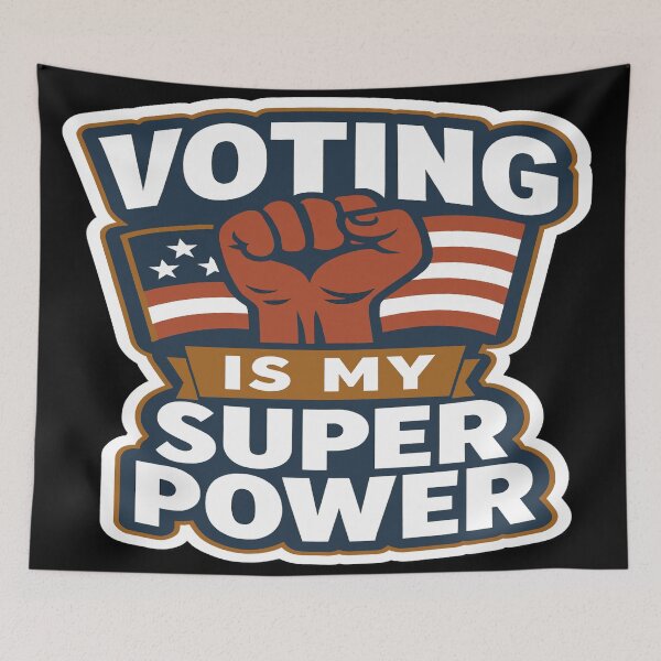 Item preview, Voting Is My Super Power American Flag designed and sold by Owcomm.
