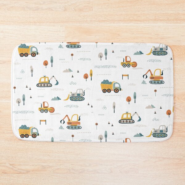 Item preview, Kids Construction Pattern with Bulldozer, Excavator, for Little Workers designed and sold by Petal & Flame.