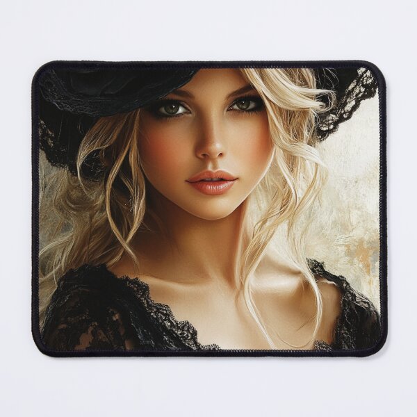 Item preview, Elegant Woman in Black Lace – Vintage Portrait Artwork designed and sold by mliotard.