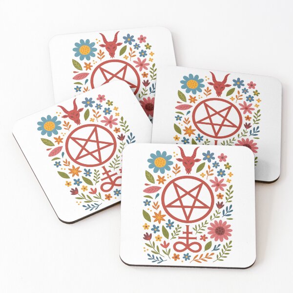 Item preview, Lucifer’s Garden – Occult Satanic Symbol with Folk Flowers designed and sold by HexedHibiscus.