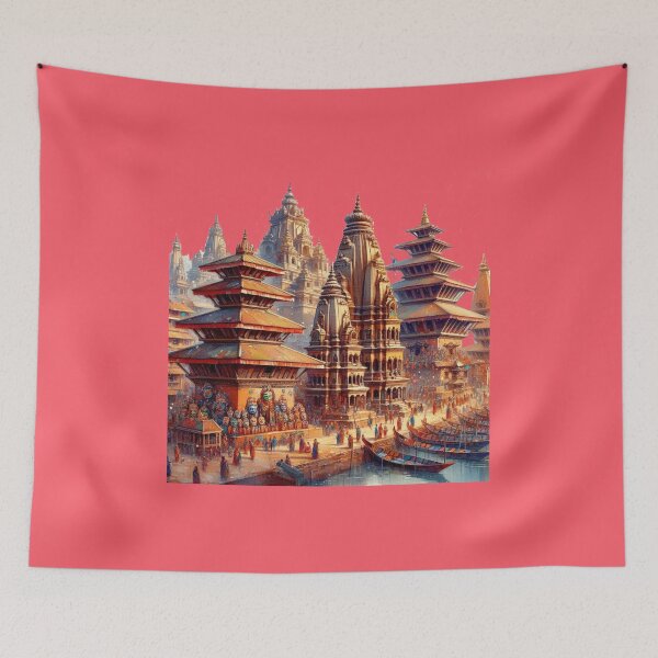 Item preview, Nepal Historic Temples and Colorful Mask Festivals in 3D Illustration,  designed and sold by PaintMeWorld.