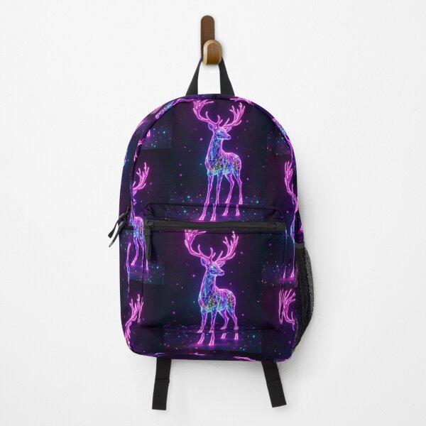 Item preview, Glowing Neon Deer Geometric Pattern with Starry Background designed and sold by Trendsecne.