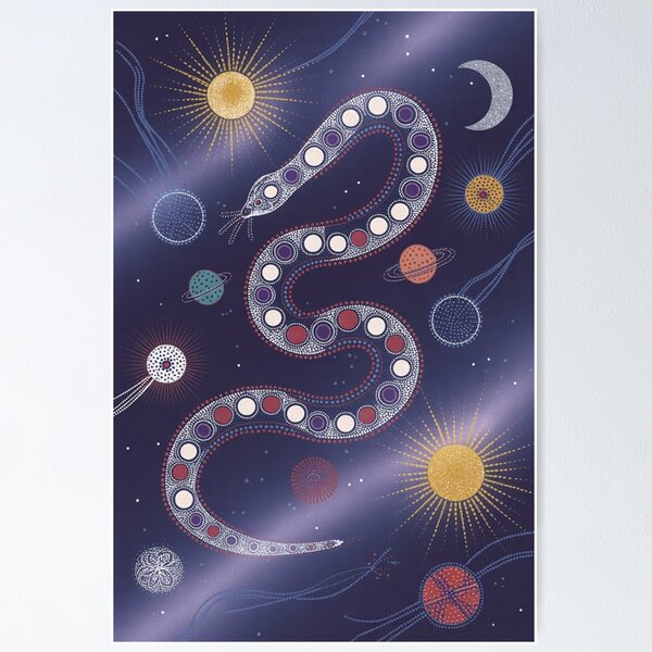 Item preview, Serpent in the Cosmos – Snake & Celestial Dot Art designed and sold by Syrupulse.