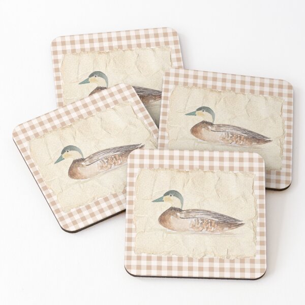 Artikelvorschau, Stockente, Vintage Kinderzimmer Gingham Bauernhaus Cottagecore Kunst trendige Retro-Illustration entworfen und verkauft von ArticraftShop.