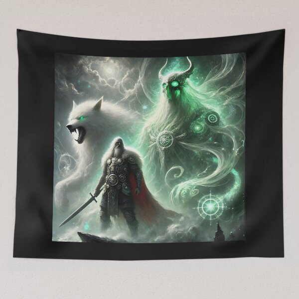 Item preview, "Odin vs. Fenrir – The Wolf of Ragnarok | Norse Myth Epic Art" designed and sold by Umbra666.
