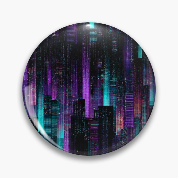 Item preview, Cyberpunk Neon Glitch Pattern – Futuristic Skyline in Neon Colors designed and sold by Meiersbeste.