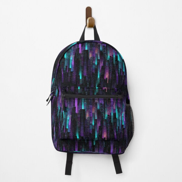 Item preview, Cyberpunk Neon Glitch Pattern – Futuristic Skyline in Neon Colors designed and sold by Meiersbeste.