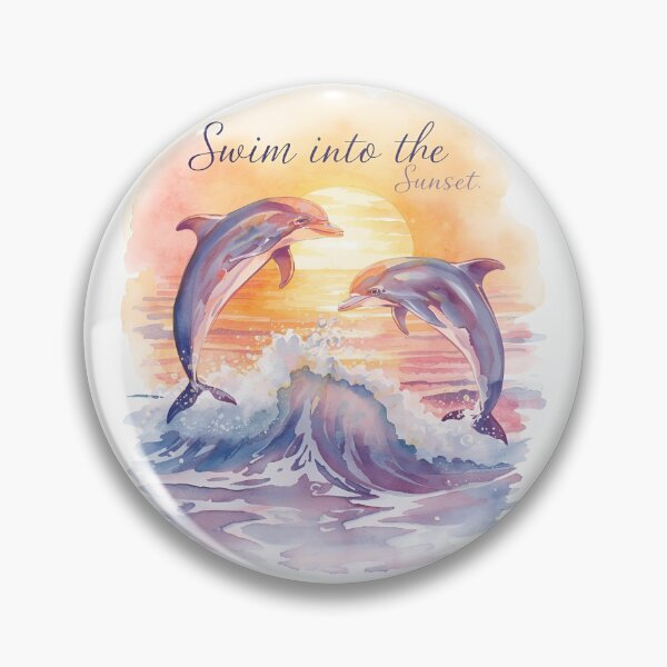 Artikelvorschau, Swim into the Sunset – Verspieltes Aquarell Delfin-Design bei Sonnenuntergang entworfen und verkauft von ParaSiempreS.