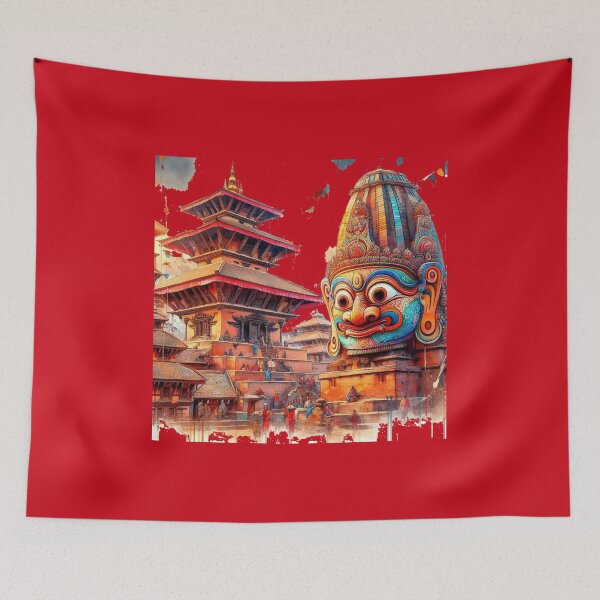 Item preview, Nepal Historic Temples and Colorful Mask Festivals in 3D Illustration,  designed and sold by PaintMeWorld.