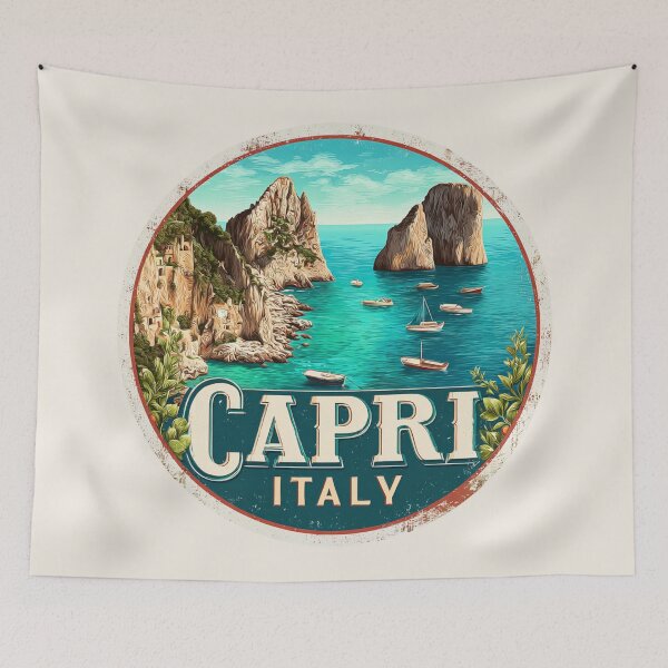 Item preview, Capri Italy Vintage Travel Sticker - Retro Island & Coastal Cliffs designed and sold by Blurbean.