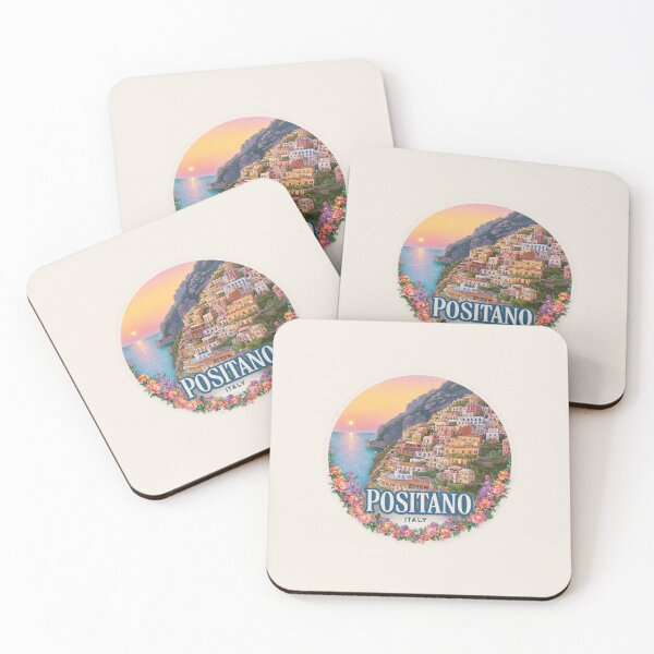Item preview, Positano Italy Vintage Travel Sticker - Retro Amalfi Coast & Sunset Design designed and sold by Blurbean.