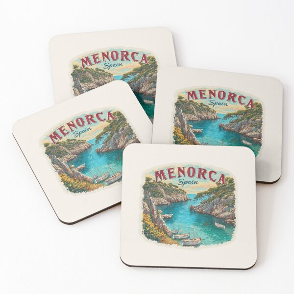 Item preview, Menorca Spain Vintage Travel Sticker - Retro Turquoise Cove & Boats designed and sold by Blurbean.