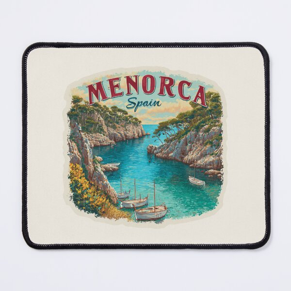 Item preview, Menorca Spain Vintage Travel Sticker - Retro Turquoise Cove & Boats designed and sold by Blurbean.