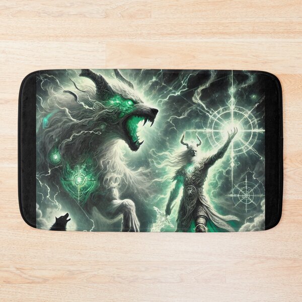 Item preview, "Týr vs. Garmr – The Hound of Hel at Ragnarok | Norse Myth Epic Art" designed and sold by Umbra666.