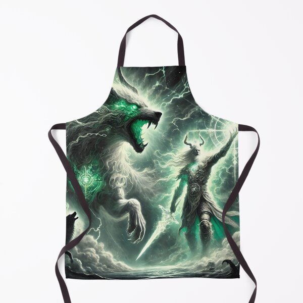 Item preview, "Týr vs. Garmr – The Hound of Hel at Ragnarok | Norse Myth Epic Art" designed and sold by Umbra666.