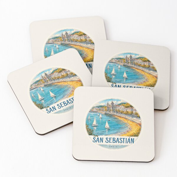 Item preview, San Sebastián Spain Vintage Travel Sticker - Retro Beachfront & Harbor Design designed and sold by Blurbean.