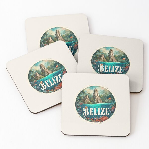 Item preview, Belize Vintage Travel Sticker - Retro Mayan Ruins & Coral Reef Design designed and sold by Blurbean.