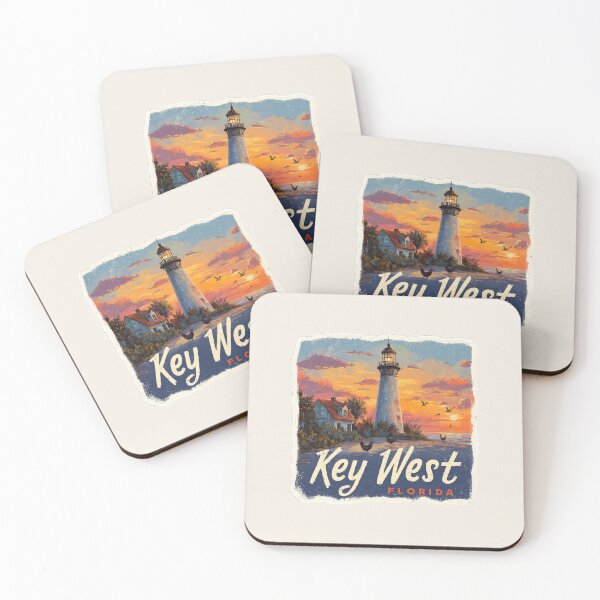 Item preview, Key West Florida Vintage Travel Sticker - Retro Lighthouse & Sunset Design designed and sold by Blurbean.