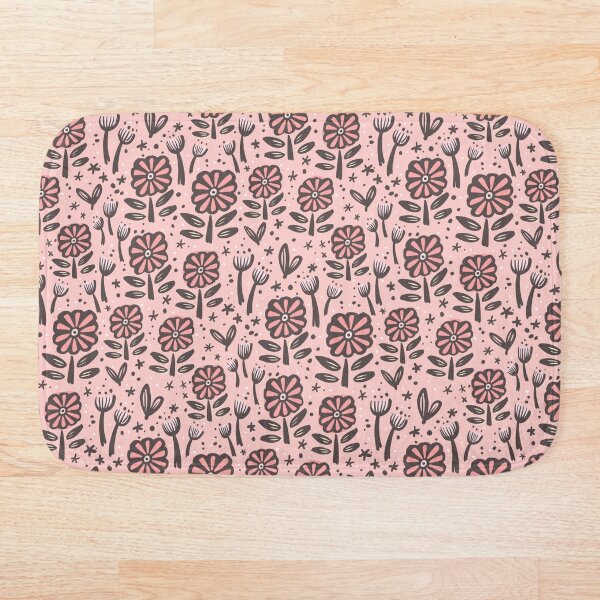 Item preview, Quirky Woodblock Flower Print in Pink designed and sold by justinebicknell.