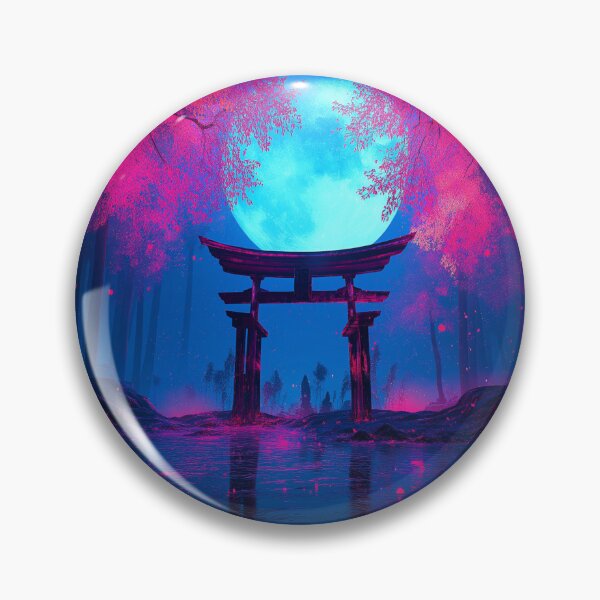 Aperçu de l'œuvre Torii sous la lune – Rêve de Sakura Néon créée et vendue par Oni-Pixels.