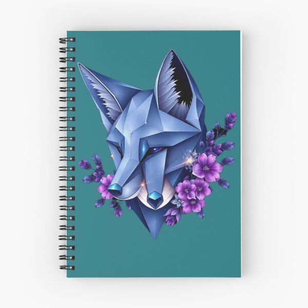 Item preview, Diamond Fox – Minimalist Blue Fox Head with Dark Pink Flowers designed and sold by Naturalite19.