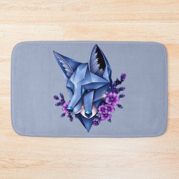 Item preview, Diamond Fox – Minimalist Blue Fox Head with Dark Pink Flowers designed and sold by Naturalite19.