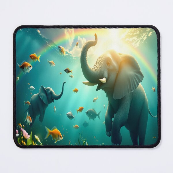 Item preview, Elephants Swimming with Fish Under a Rainbow Sky designed and sold by Sharon Schwalbe.