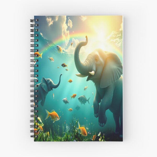 Item preview, Elephants Swimming with Fish Under a Rainbow Sky  designed and sold by Sharon Schwalbe.