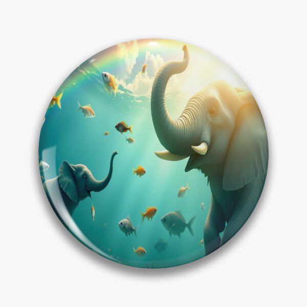 Item preview, Elephants Swimming with Fish Under a Rainbow Sky  designed and sold by Sharon Schwalbe.