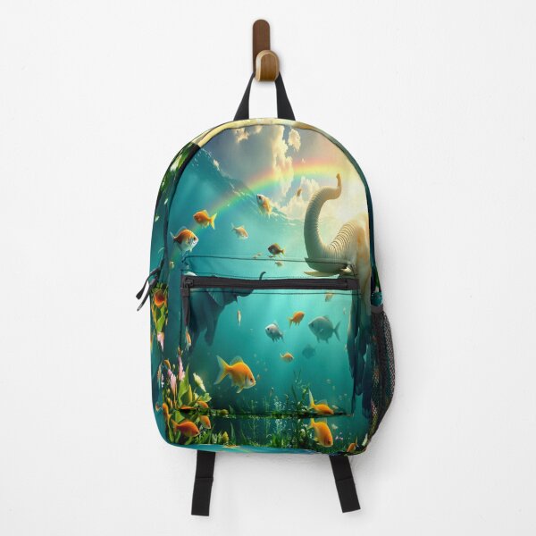 Item preview, Elephants Swimming with Fish Under a Rainbow Sky  designed and sold by Sharon Schwalbe.