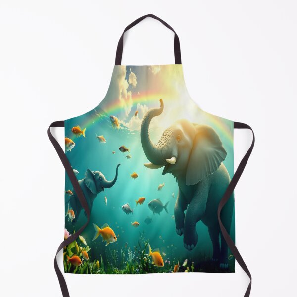 Item preview, Elephants Swimming with Fish Under a Rainbow Sky designed and sold by Sharon Schwalbe.