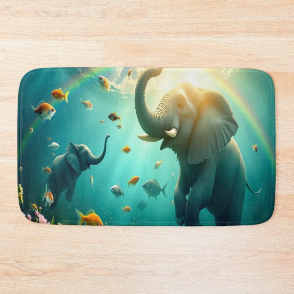 Item preview, Elephants Swimming with Fish Under a Rainbow Sky  designed and sold by Sharon Schwalbe.
