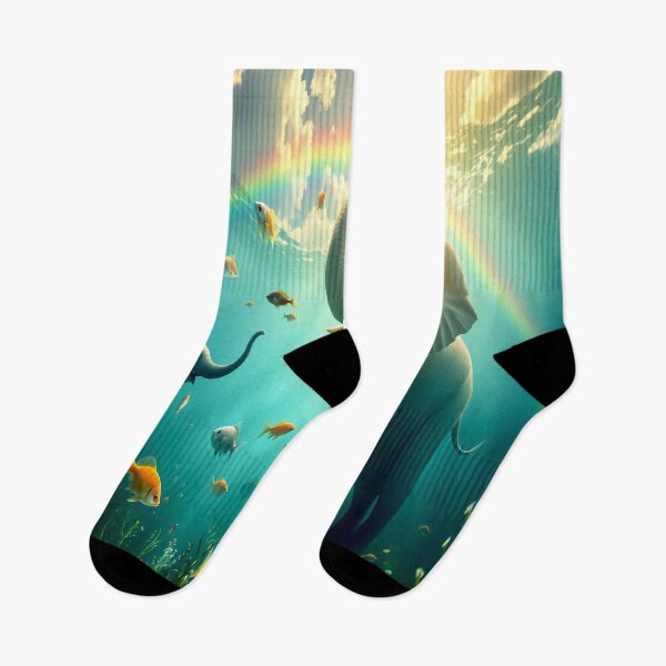 Item preview, Elephants Swimming with Fish Under a Rainbow Sky  designed and sold by Sharon Schwalbe.